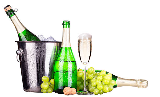 istock grapes, ice bucket  with champagne isolated 471644927