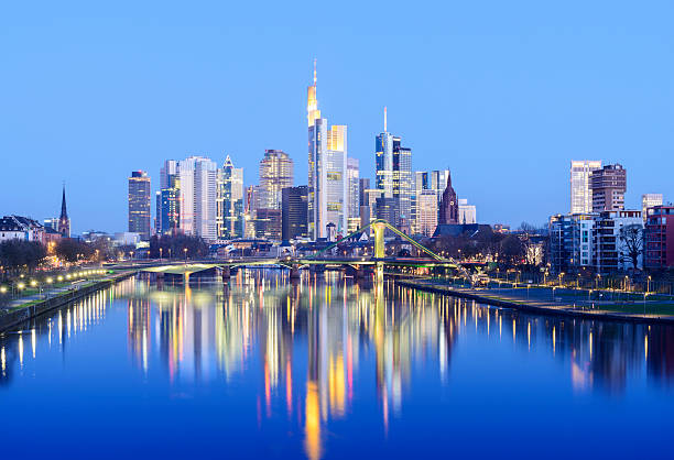 istock Downtown Frankfurt City Skyline at Night in Germany 471645147