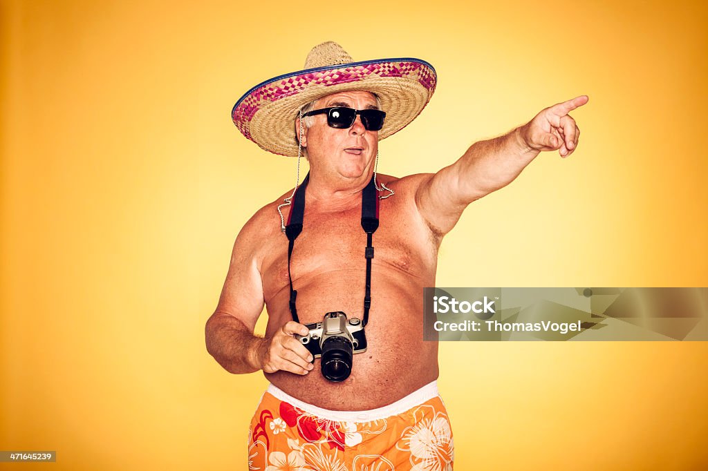 The Tourist-Cigar tonos cámara Sombrero Humor Hawaiian - Foto de stock de Bañador de hombre libre de derechos