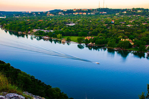 istock boat showing motion mount bonnell sunrise colorado river 471646400