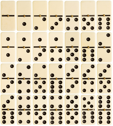 Big size full set of domino tiles isolated on white background