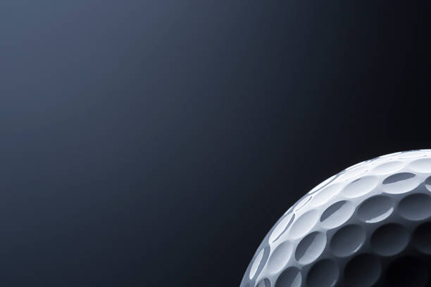 istock Stylish macro golf ball isolated on blank dark blue background. 471646928