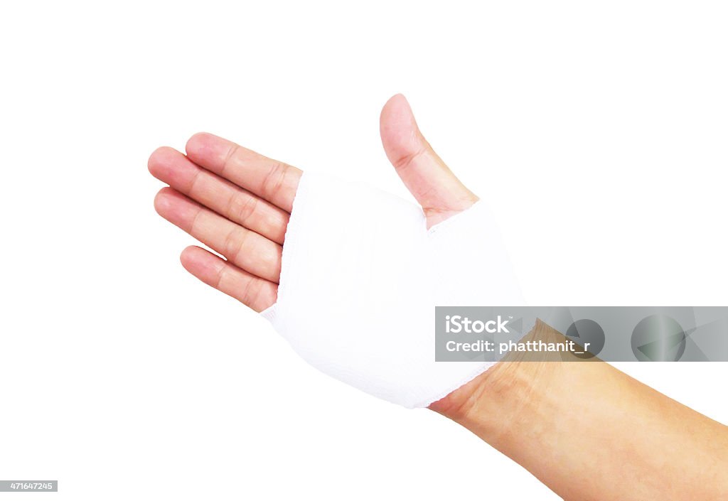 Bandage main, isolé sur blanc avec un Tracé de détourage - Photo de Accident bénin libre de droits