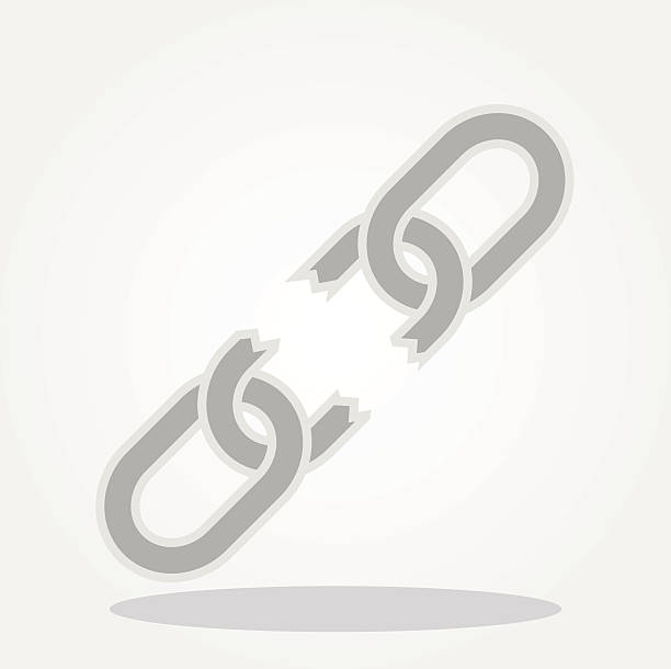 three pieces of broken chain three pieces of broken chain on gray gradient background connection interrupted stock illustrations