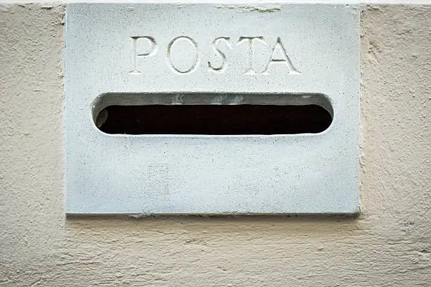 Old style italian stone mailbox