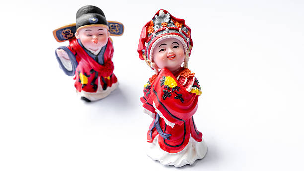 istock Ceramic figure with Chinese's traditional wedding costume clothes or dress 471648954