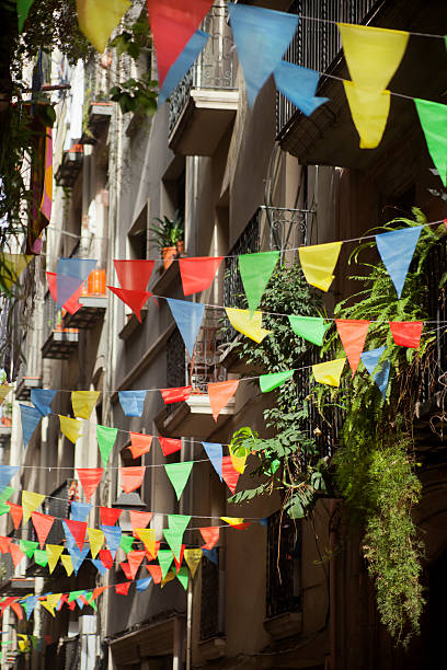 istock Feast decorations in a narrow street. 471649549