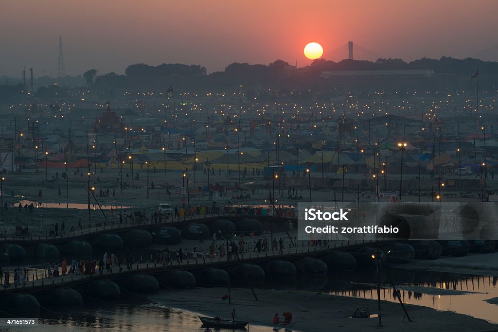 Allahabad sunset background This is a picture of the Kumbh Mela camp 2013 in Allahabad in India during sunset. This is a view from above photo. 2013 Stock Photo