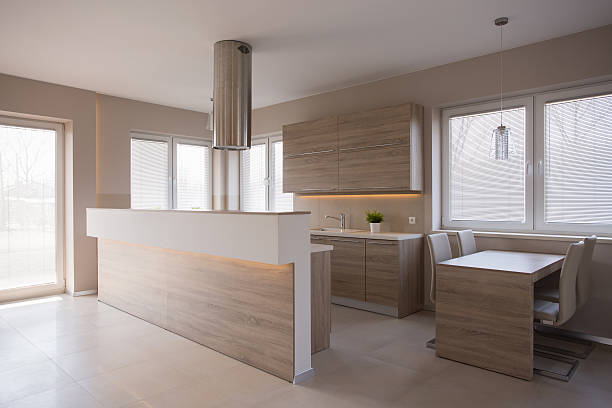 istock Wooden kitchen in luxury house 471652524