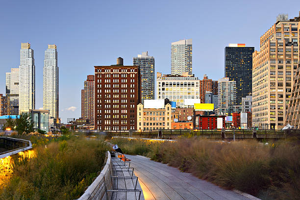 new york city high line park - high line park stock-fotos und bilder