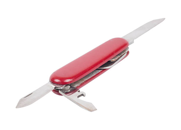velho vermelho faca suíço - penknife swiss culture work tool switzerland - fotografias e filmes do acervo