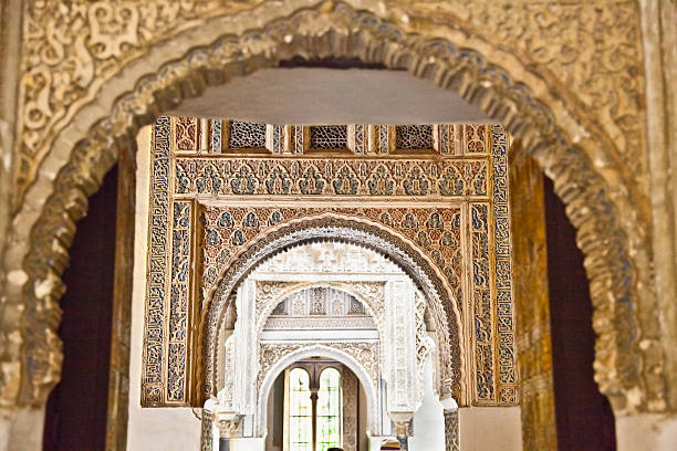 Mudejar decorations in the Alcazars of Seville, Spain. Mudejar decorations in the Royal Alcazars of Seville, Spain. alcazares reales of sevilla stock pictures, royalty-free photos & images