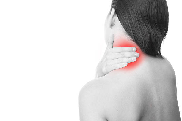 istock Sharp pain in a woman neck 471657165