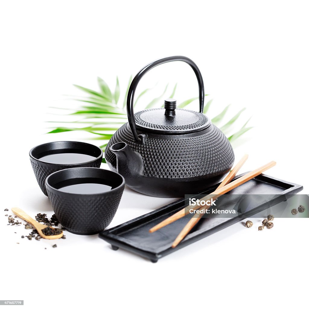 Зеленый чай и палочки для еды - Стоковые фото Азия роялти-фри
