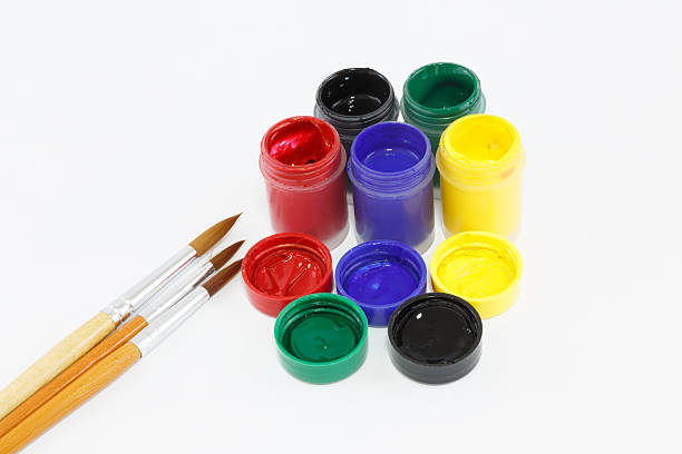 istock Watercolors and brushes isolated on white background 471657889