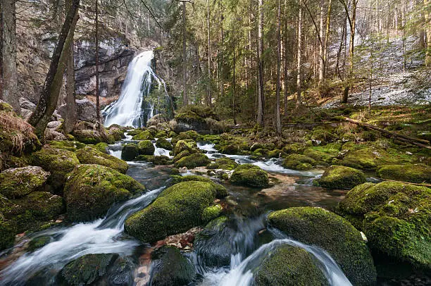 The formidable Golling waterfall near Golling an der Salzach, Austria.