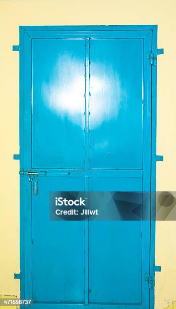 Old Blue Steel Door Stock Photo - Download Image Now - Abstract, Behind, Business Finance and Industry