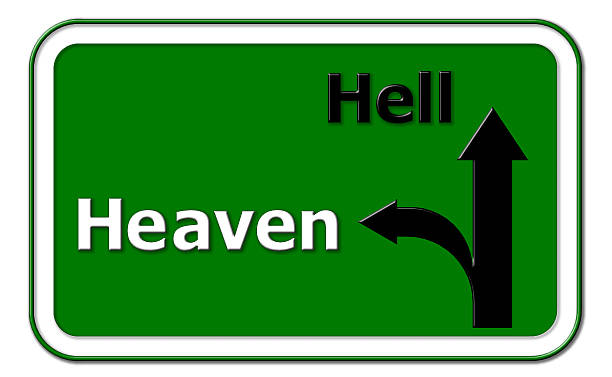 nieba lub hell sposób - heaven hell road sign sign zdjęcia i obrazy z banku zdjęć