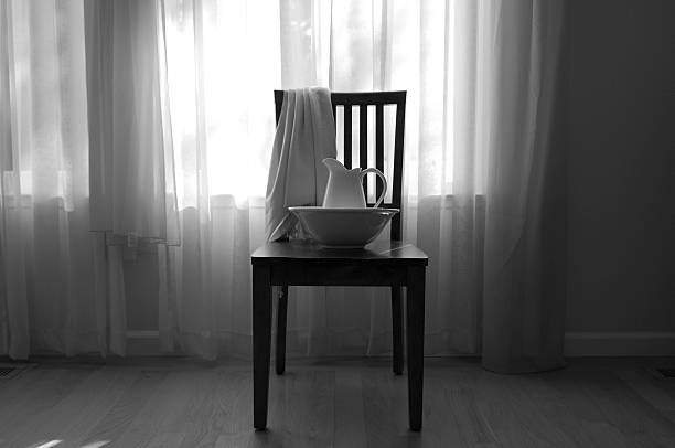 istock Chair With Blanket, Bowl and Pitcher 471660308