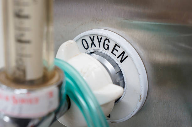 A close of an oxygen supply tube stock photo