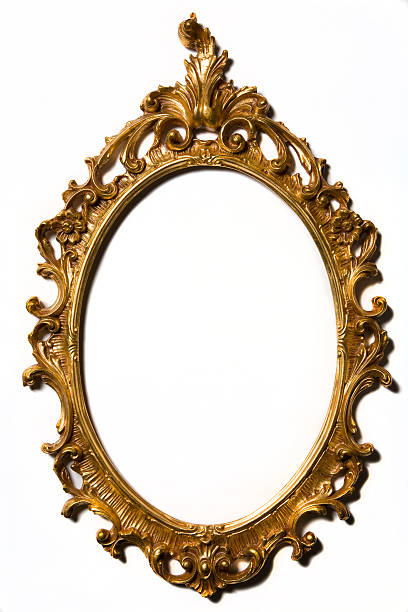 istock Golden colour vintage wooden frame 471660677