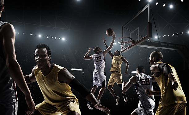 istock Retro basketball game moment 471660826