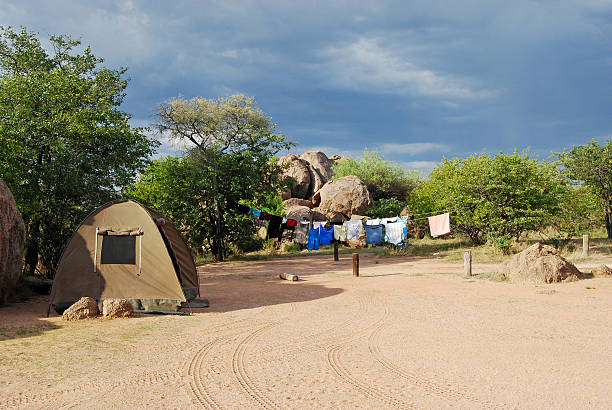 Camping adventure near Etosha National Park, Namibia Africa Camping adventure near Etosha National Park, Namibia Africa horizon over land stock pictures, royalty-free photos & images