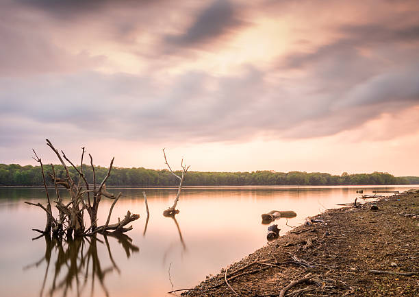 Sunset Lake stock photo