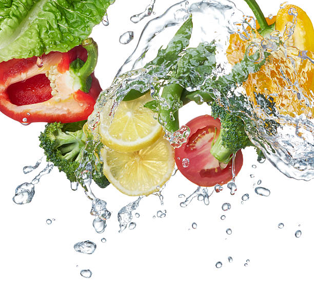 istock Fresh fruits and vegetables with water 471662224