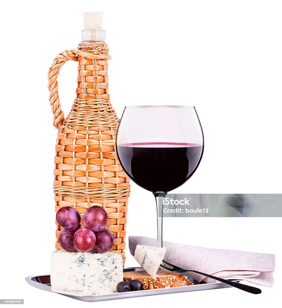 Wein, Käse und Weintrauben Sortiment - Lizenzfrei Ast - Pflanzenbestandteil Stock-Foto