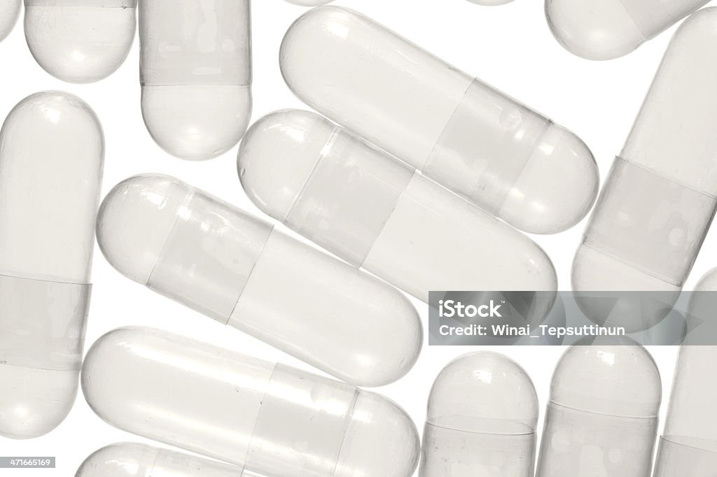 Blank capsule Blank capsule isolated on white background Capsule - Medicine Stock Photo