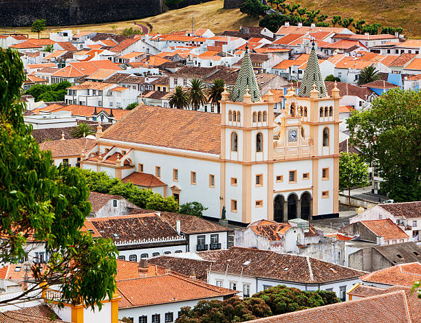 Cathedral of Angra do Heroismo, Terceira island, Azores Sé de São Salvador, the cathedral at Angra do Heroísmo on Terceira island terceira azores stock pictures, royalty-free photos & images
