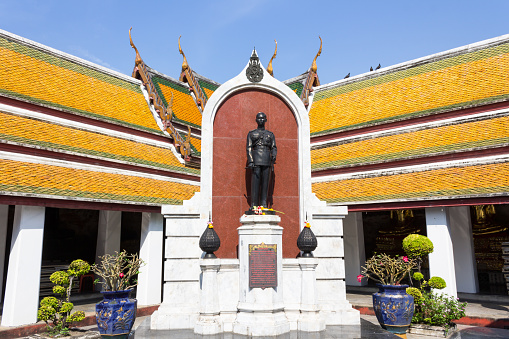 King Rama 8 monument of thailand in Wat Suthat, Bangkok