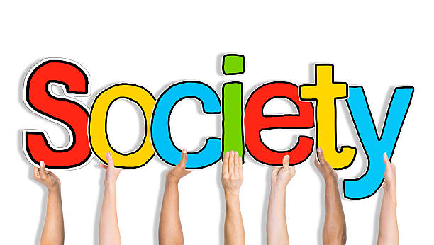 Multiethnic Group of Hands Holding Word Society
