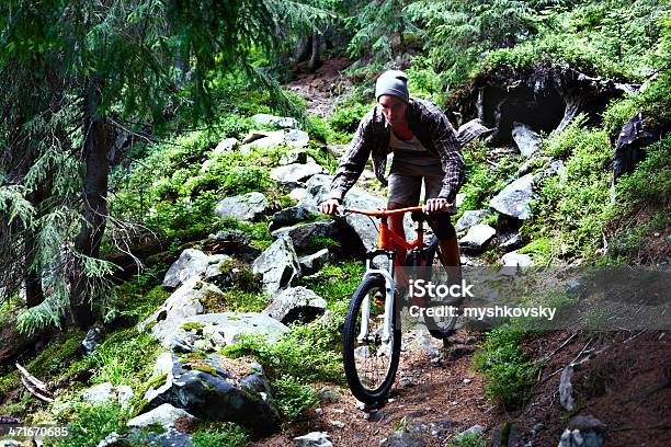 Photo libre de droit de Cycliste De Mountain Forêt banque d'images et plus d'images libres de droit de 20-24 ans - 20-24 ans, Activité, Adulte