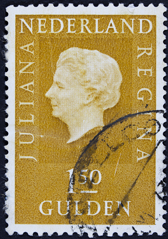 Dutch stamp showing a portrait of Queen juliana