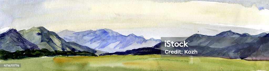 mountain range in watercolor mountain range in the Altai in Siberia executed in watercolor on paper Watercolor Painting stock illustration