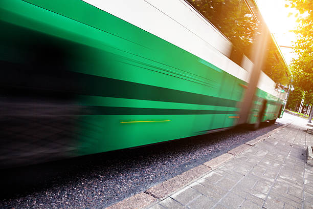 istock Fast bus in the city traffic at rush hour 471672191