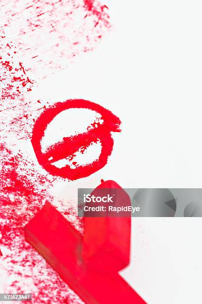 No Entry Sign Drawn In Red Pastel Crayon On Sketchpad Stock Photo - Download Image Now
