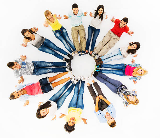 istock Group of people sitting in a circle. 471673637
