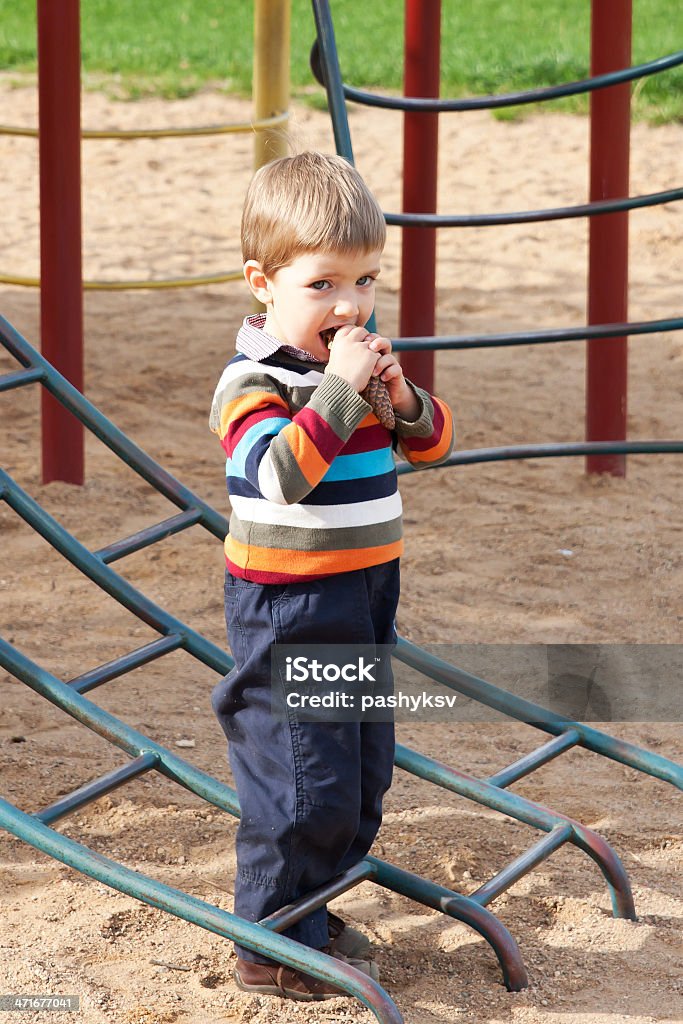 Ragazzo Giocando sul parco giochi - Foto stock royalty-free di Agilità