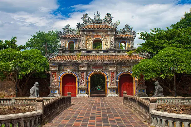 Gate to a Citadel in Hue, Vietnam. Citadel in Hue is enlisted in UNESCO’s World Heritage Sites.
