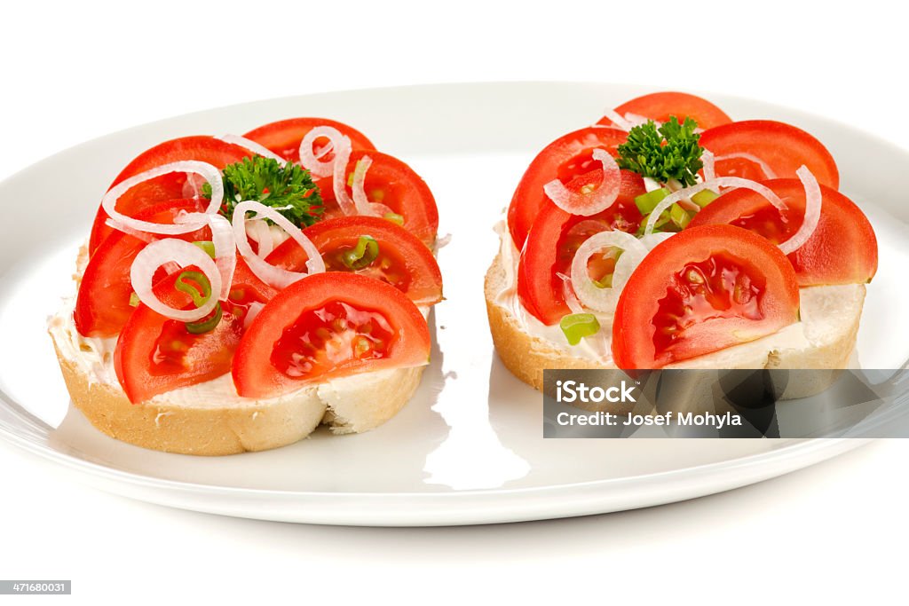 sandwiches mit Tomaten und Zwiebeln - Lizenzfrei Baguette Stock-Foto