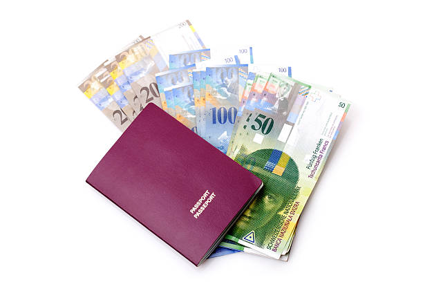 istock Swiss currency francs and passport 471680157