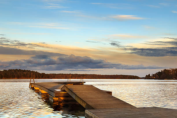 istock Landscape with jetty and water during dusk sunset 471681484