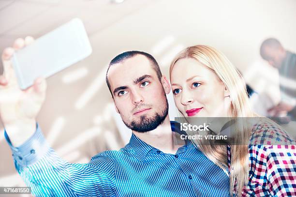 Taking Selfie With Mobile Phone Stock Photo - Download Image Now - 2015, 30-39 Years, Adult
