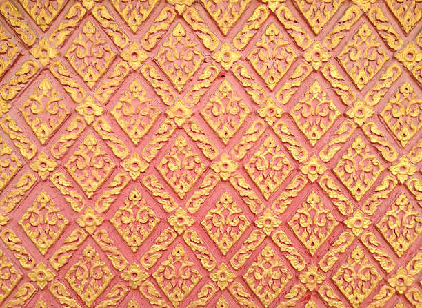 istock abstract golden-red lai-Thai style square-sameless pattern art 471681869