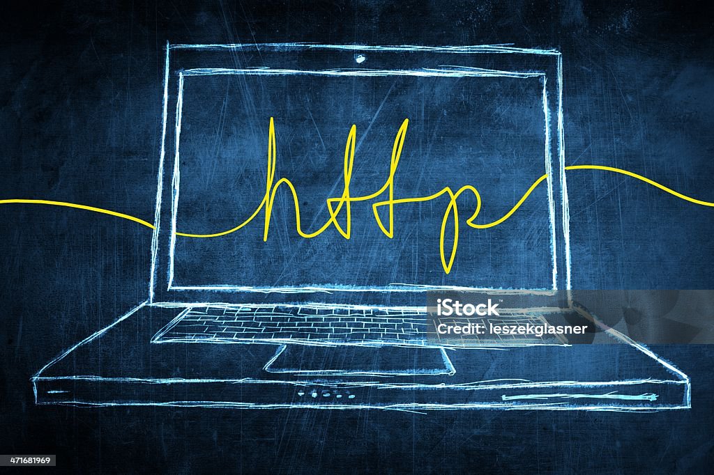 Sketch netbook computer screen internet concept with http word Sketch netbook computer screen, internet concept with http word Blogging Stock Photo