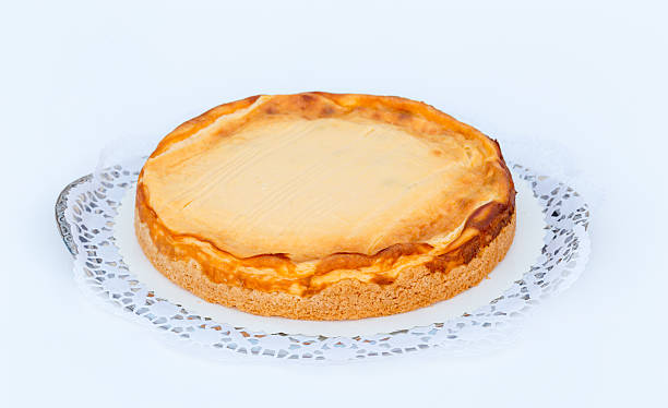 istock Cheesecake on a white background with cake lace 471682640