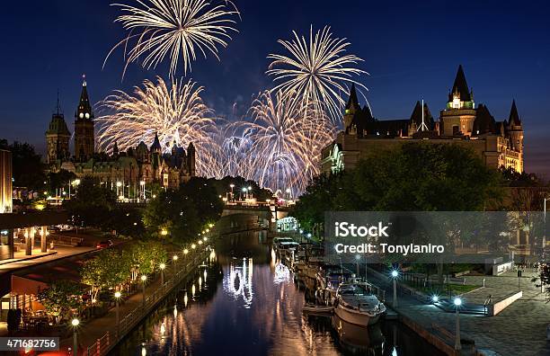 Ottawa Ontario Canada Fireworks Stock Photo - Download Image Now - Ottawa, Firework Display, Parliament Hill - Ottawa